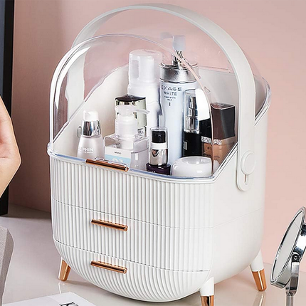 Elegant Kosmetik og Makeup Holder med Skuffer og Håndtag