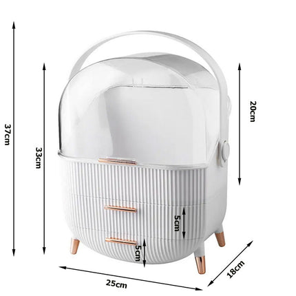Elegant Kosmetik og Makeup Holder med Skuffer og Håndtag