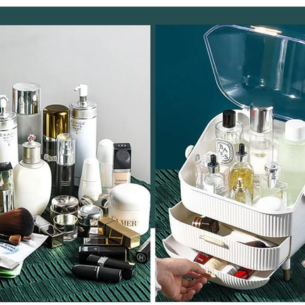 Elegant Kosmetik og Makeup Holder med Skuffer og Håndtag