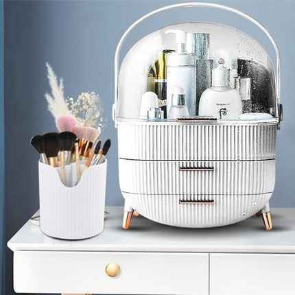 Elegant Kosmetik og Makeup Holder med Skuffer og Håndtag