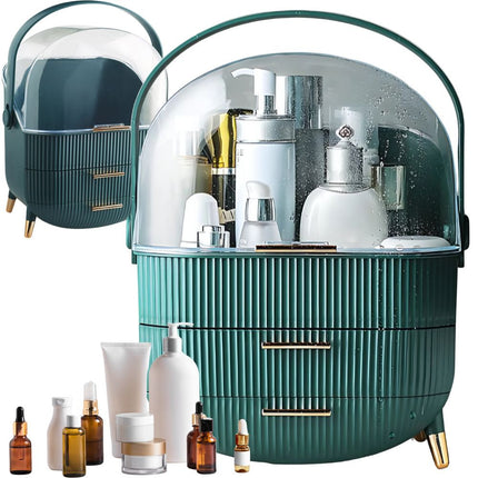 Elegant og rummelig kosmetik organisator med skuffer og håndtag