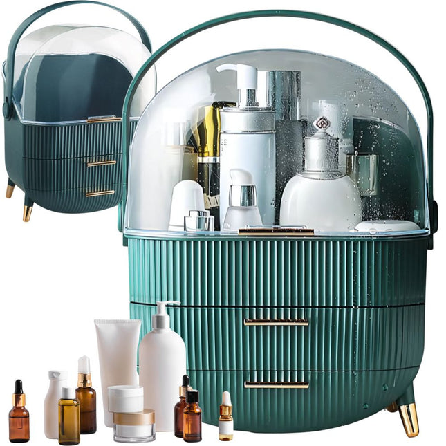Elegant og rummelig kosmetik organisator med skuffer og håndtag