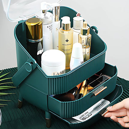 Elegant og rummelig kosmetik organisator med skuffer og håndtag