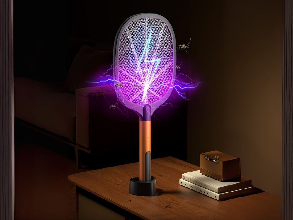 Elektrisk Fluesmækker med UV-Lampe & Opladerstander – Effektiv mod Myg, Fluer og Insekter