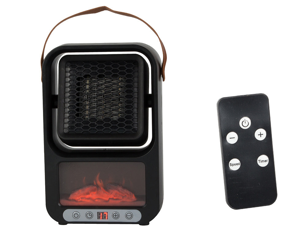 Elektrisk Thermo Varmeblæser med LED Pejs - 500W