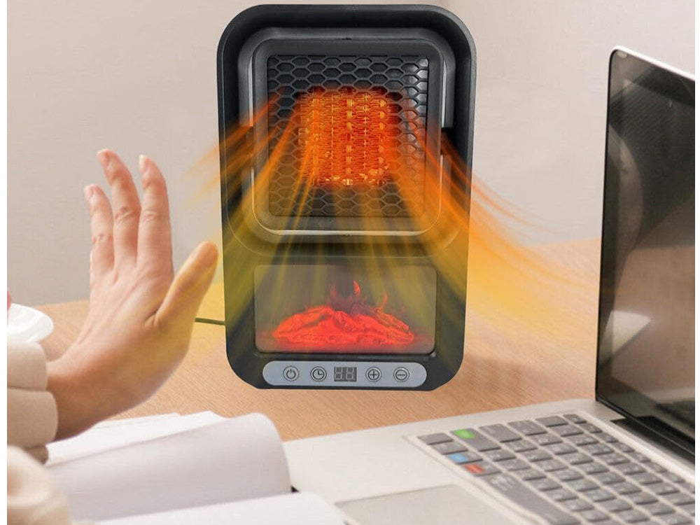 Elektrisk Thermo Varmeblæser med LED Pejs - 500W
