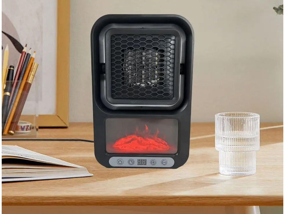 Elektrisk Thermo Varmeblæser med LED Pejs - 500W