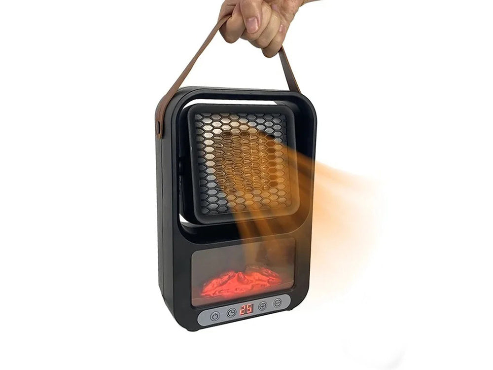Elektrisk Thermo Varmeblæser med LED Pejs - 500W