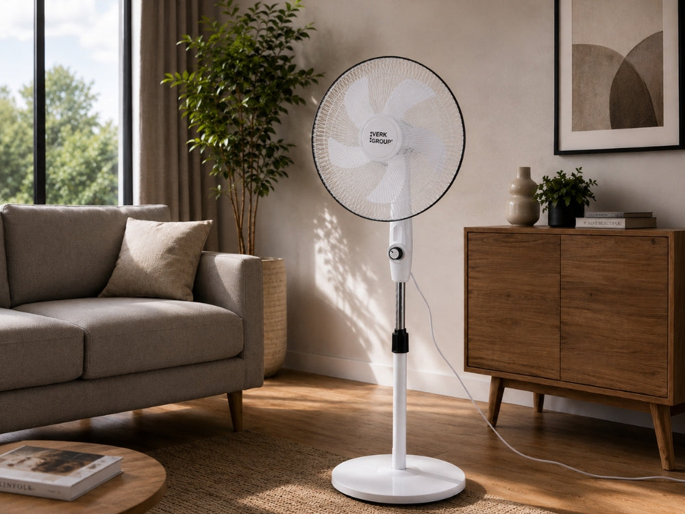 Gulvventilator 40 cm – Støjsvag Ventilator med Oscillation og Justerbar Højde