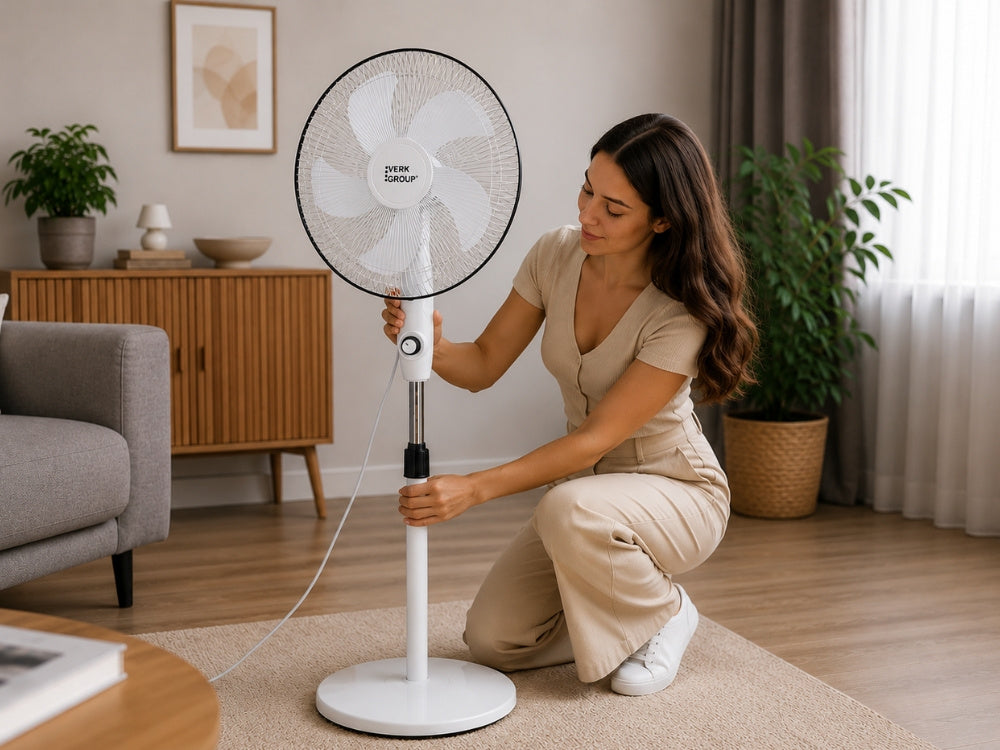 Gulvventilator 40 cm – Støjsvag Ventilator med Oscillation og Justerbar Højde