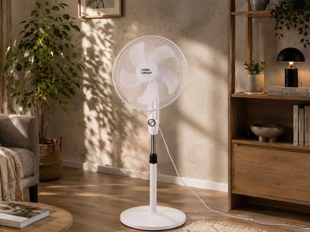 Gulvventilator 40 cm – Støjsvag Ventilator med Oscillation og Justerbar Højde