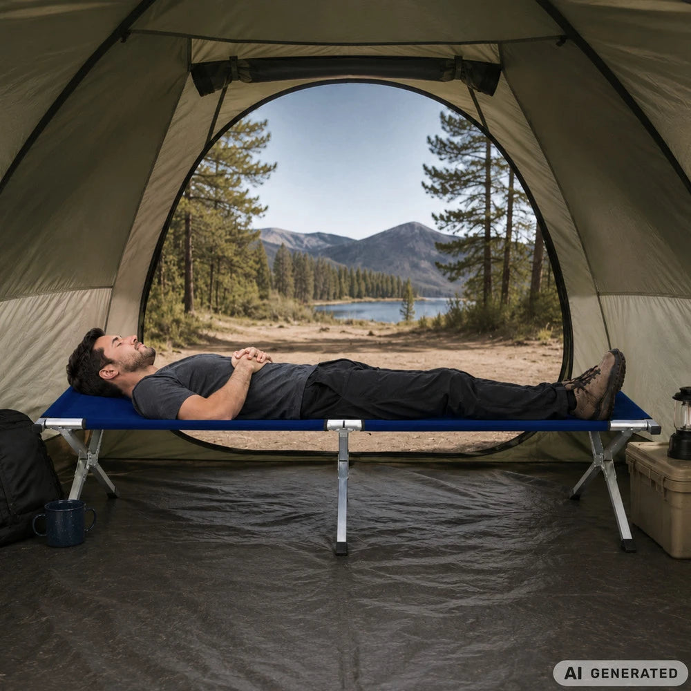 Foldbar Campingseng 187 cm – Feltseng med Stålramme og Transporttaske – Op til 110 kg