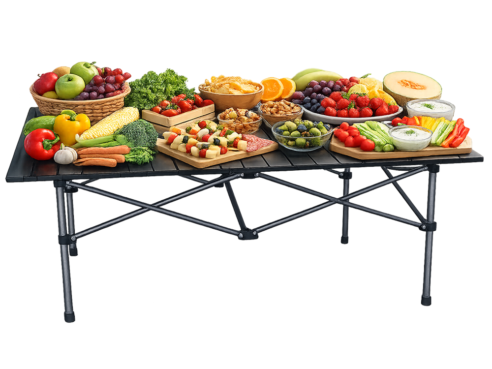 Campingbord, Sammenklappeligt, 3 størrelser, Sort