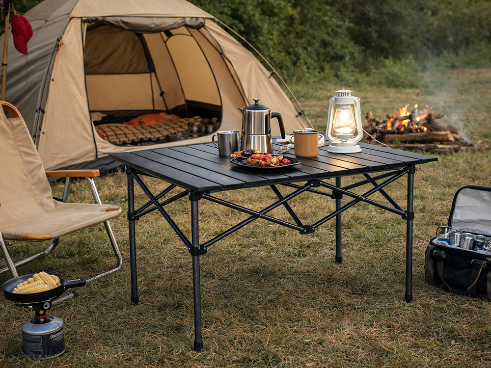 Campingbord, Sammenklappeligt, 3 størrelser, Sort