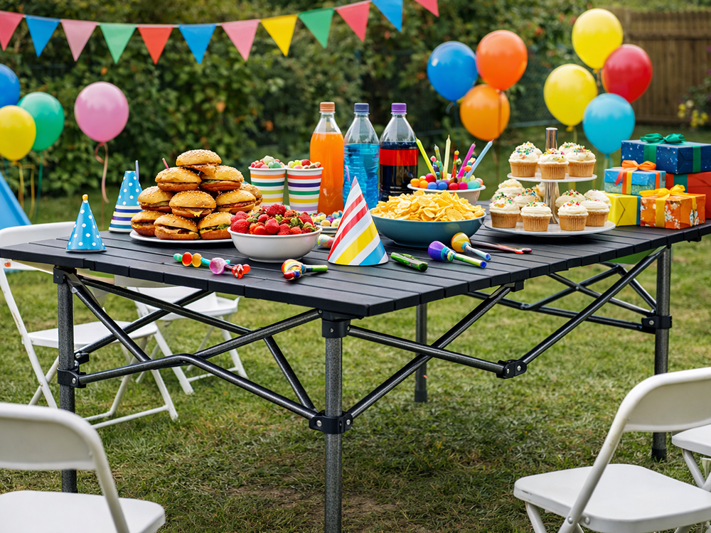 Campingbord, Sammenklappeligt, 3 størrelser, Sort