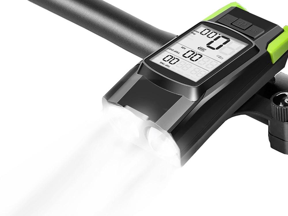 3-i-1 Cykellygte med Trådløs Tæller & Høj Hornlyd