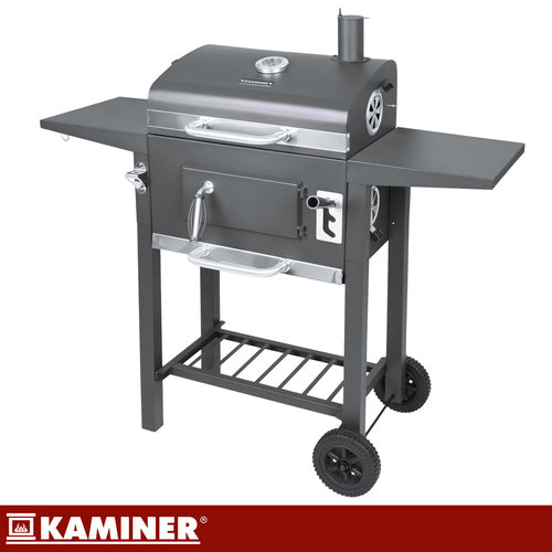 Kulgrill med Låg, Termometer og Støbejernsriste – Inkl. Overtræk & Grilltilbehør