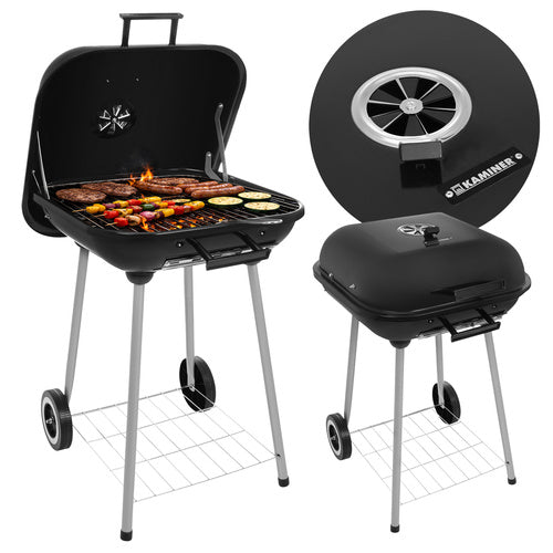 Kulgrill med Låg & Hjul – Stor Grill med Hylde