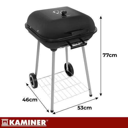 Kulgrill med Låg & Hjul – Stor Grill med Hylde