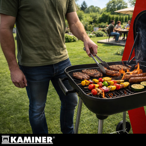 Kulgrill med Låg & Hjul – Stor Grill med Hylde