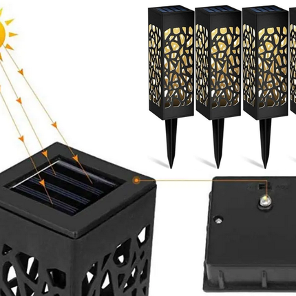 Solcelledrevet Have Lanterne Dekorativt Sæt med 4 Stk. med sensor