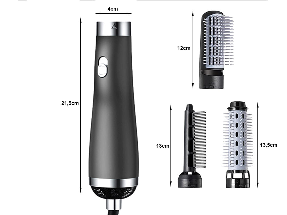 Multifunktionelt 3-i-1 Styling Kit: Hårtørrer, Krøllejern og Hårbørste