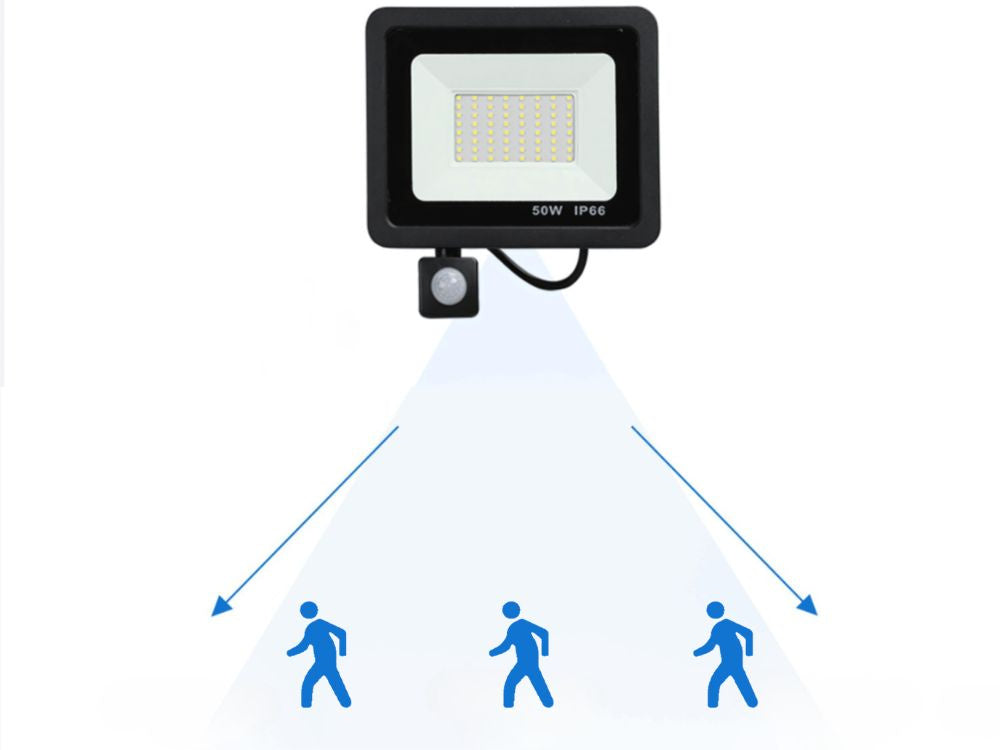 Halogen LED projektør 50W 6000K med skumringssensor (tænd/sluk ved daggry) IP66.