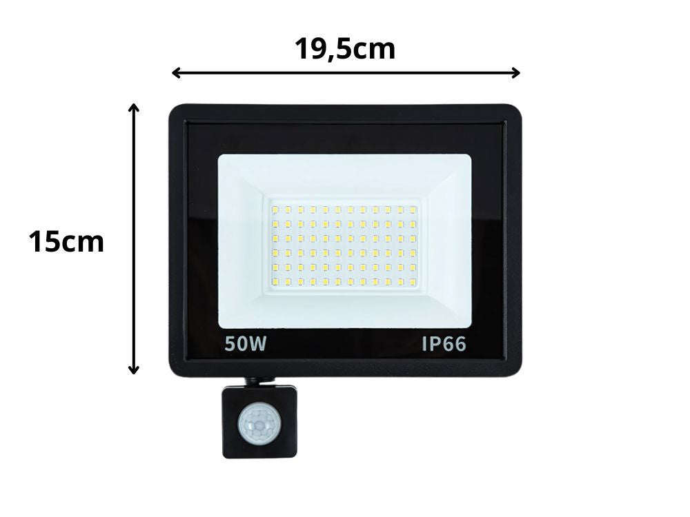 Halogen LED projektør 50W 6000K med skumringssensor (tænd/sluk ved daggry) IP66.