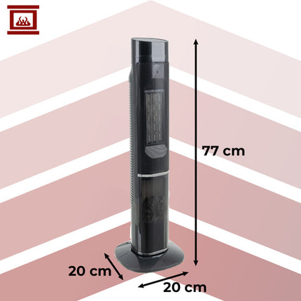 Søjlevarmer 2000W med pejseeffekt og fjernbetjening
