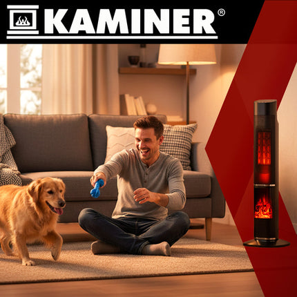 Søjlevarmer 2000W med pejseeffekt og fjernbetjening