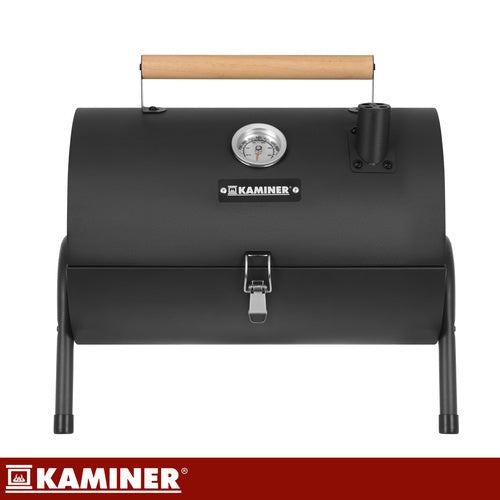 Kulgrill med Låg, Termometer og 2 Grillriste XXL – Bærbar Havegrill KAMINER