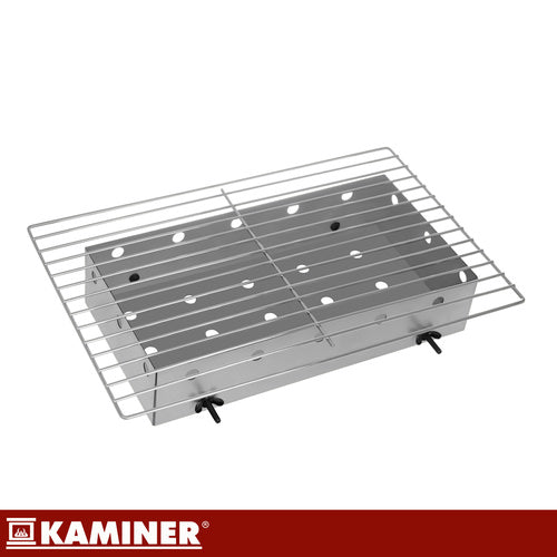 Kulgrill med Låg, Termometer og 2 Grillriste XXL – Bærbar Havegrill KAMINER