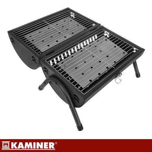 Kulgrill med Låg, Termometer og 2 Grillriste XXL – Bærbar Havegrill KAMINER