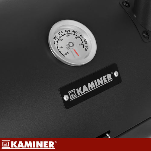 Kulgrill med Låg, Termometer og 2 Grillriste XXL – Bærbar Havegrill KAMINER
