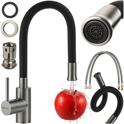 Køkkenarmatur 360°, Tud og Vandspare funktion – Sort/Sølv