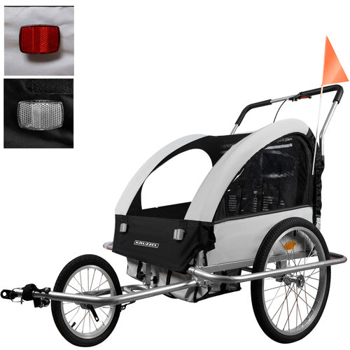 3-i-1 Cykelanhænger / trailer til Børn – Til 2 personer, Jogger & Klapvogn – Grå