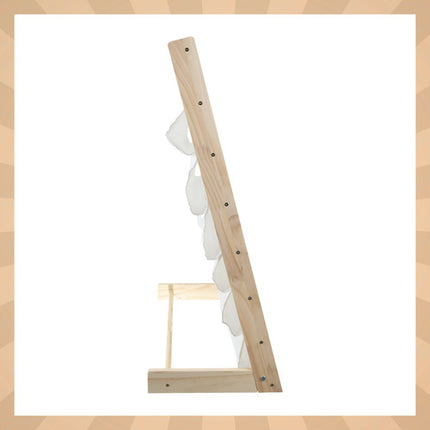 Børnebibliotek, 6 Hylder, i træ & stof, perfekt til organisering