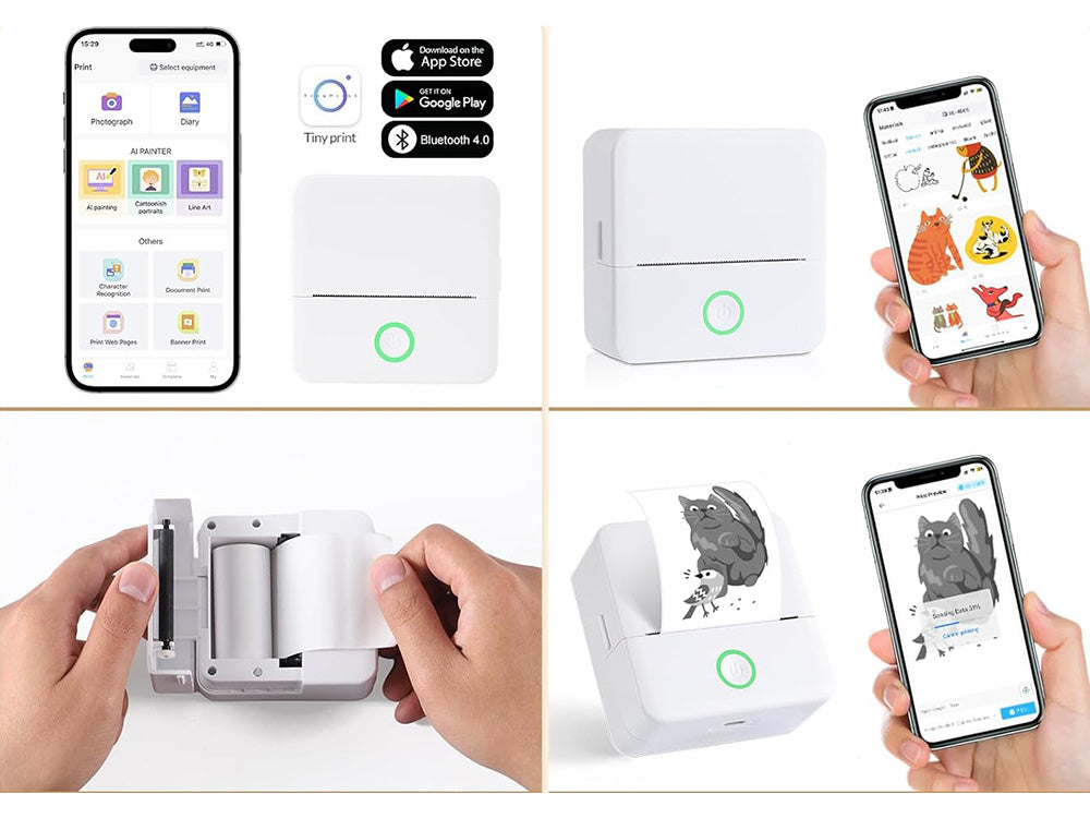 Mini Termoprinter, trådløs – Print fotos, noter og mærkater på farten