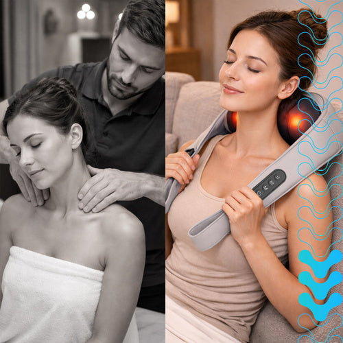 Shiatsu nakkemassager trådløs med varme – USB-C & 3 massageprogrammer