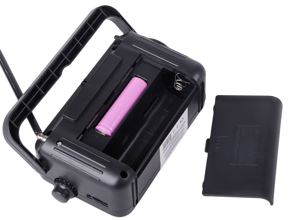 Radio, bærbar, – FM/AM/SW, genopladelig med X-BASS & lommelygte