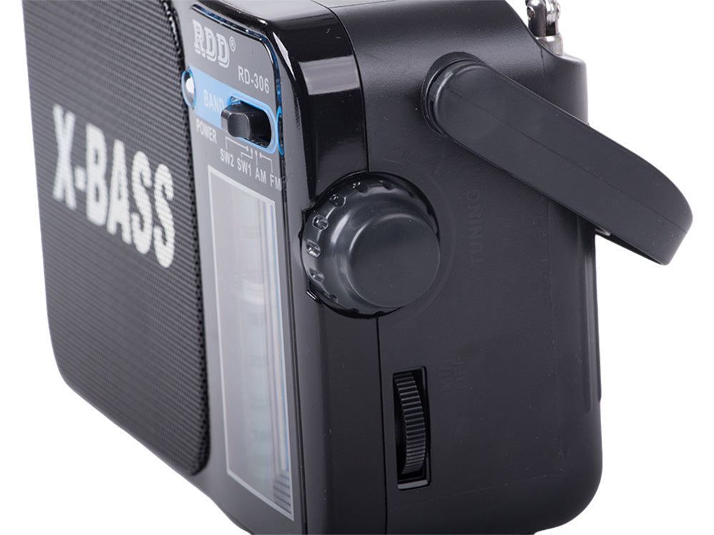 Radio, bærbar, – FM/AM/SW, genopladelig med X-BASS & lommelygte