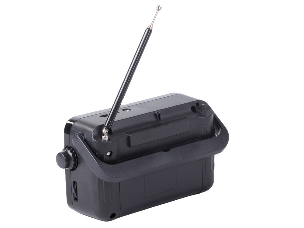 Radio, bærbar, – FM/AM/SW, genopladelig med X-BASS & lommelygte