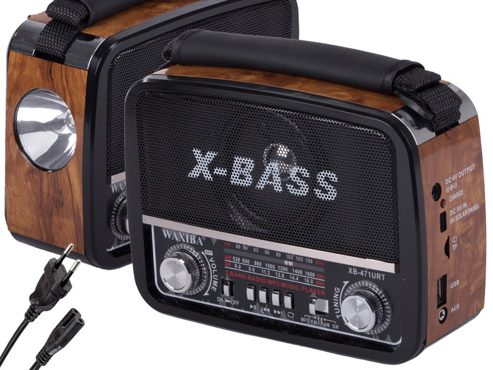 Retro Radio, bærbar med FM/AM/SW, MP3 Afspiller & lommelygte – USB, AUX & Batteri