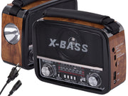 Retro Radio, bærbar med FM/AM/SW, MP3 Afspiller & lommelygte – USB, AUX & Batteri