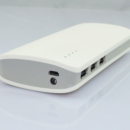 Powerbank 10.000mAh med 3x USB, hurtig opladning & LED lygte