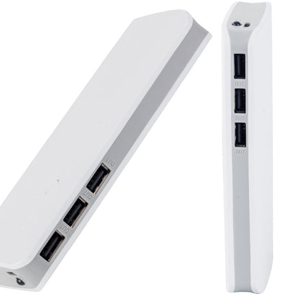 Powerbank 10.000mAh med 3x USB, hurtig opladning & LED lygte