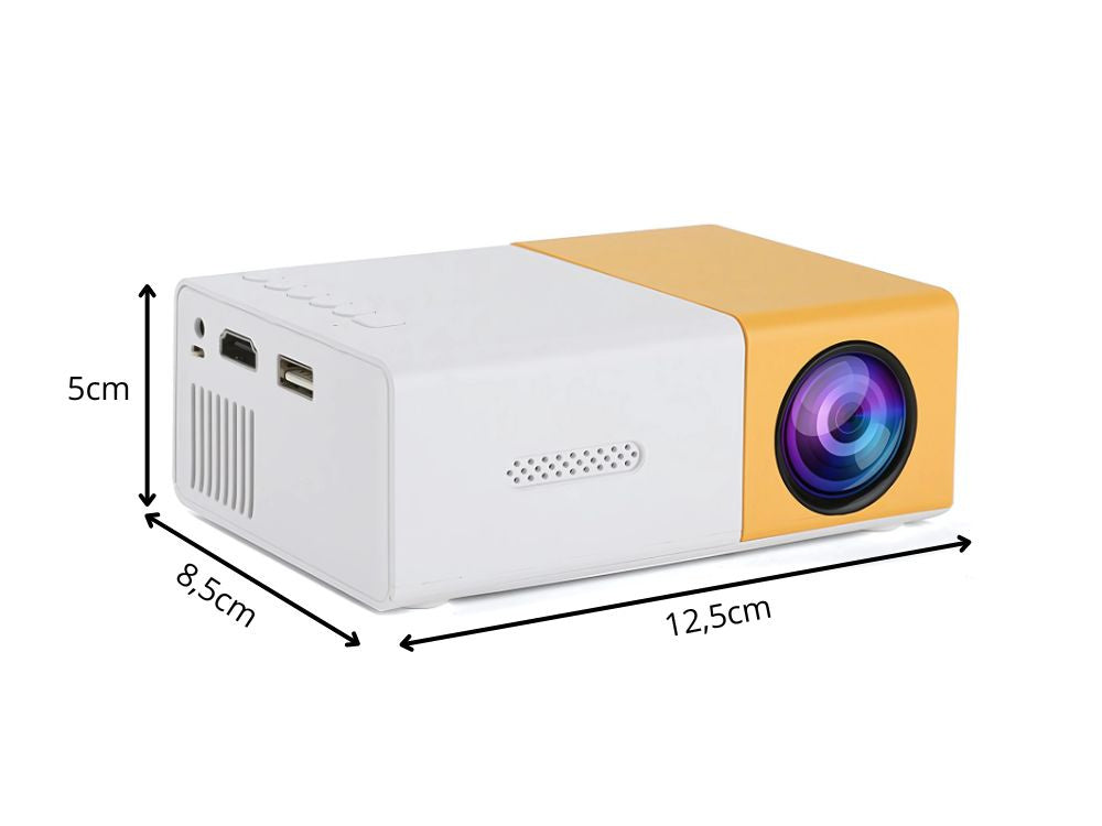 Bærbar mini projektor YG300 version 2025 – Full HD, HDMI & Fjernbetjening