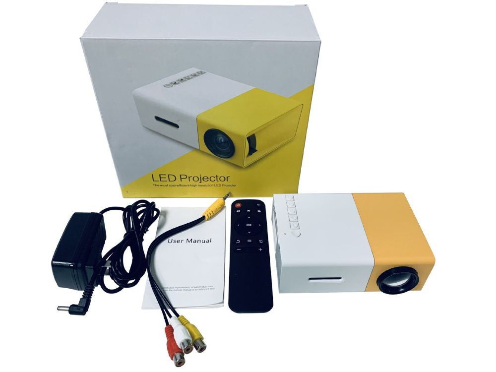 Bærbar mini projektor YG300 version 2025 – Full HD, HDMI & Fjernbetjening
