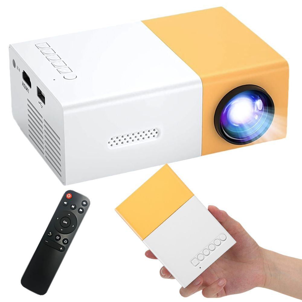 Bærbar mini projektor YG300 version 2025 – Full HD, HDMI & Fjernbetjening
