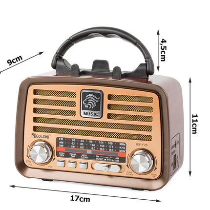 Bærbar Retro Radio med FM/AM, Bluetooth og USB Genopladning